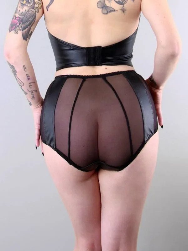 Vegan Leather Vintage Style High Waisted Panties