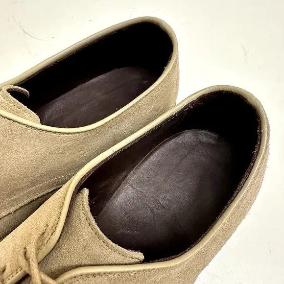 VERY GOOD Allen Edmonds Nomad Suede Plain-toe Derby Buck Light Brown Khaki 9.5