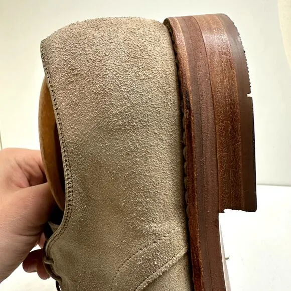 VERY GOOD Allen Edmonds Nomad Suede Plain-toe Derby Buck Light Brown Khaki 9.5