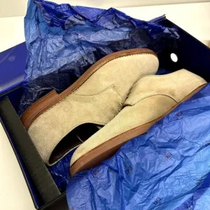 VERY GOOD Allen Edmonds Nomad Suede Plain-toe Derby Buck Light Brown Khaki 9.5