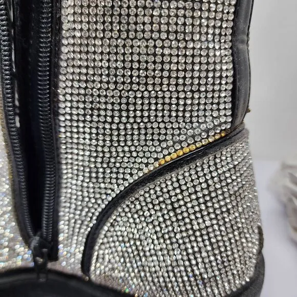 Vigo Fiore Womens Rhinestone Combat Boots Size 8.5 With 2.5&quot; Block Heel