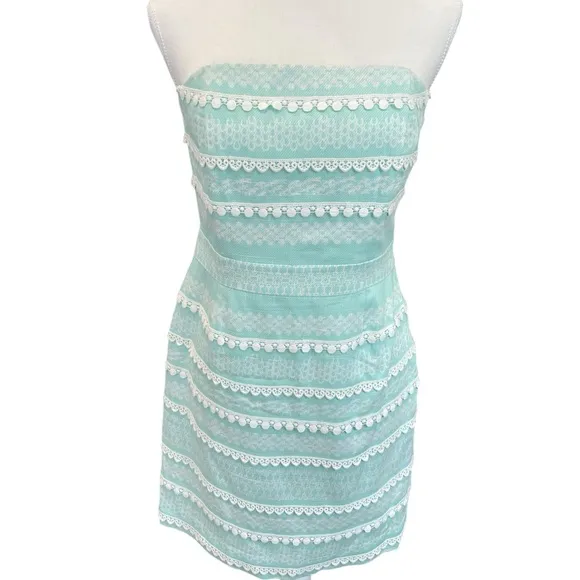 Vineyard Vines Kentucky Derby Strapless Dress Light Blue Size 4