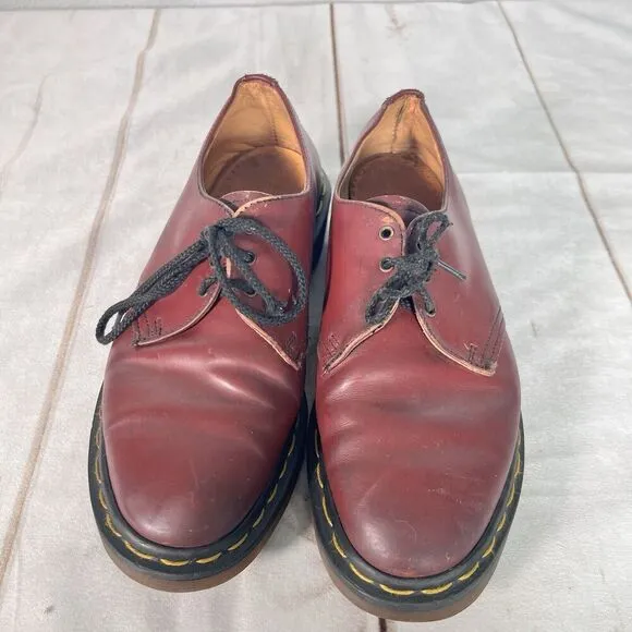 Vintage Dr. Marten Wine Red Lace Up Oxford Leather Shoes Sz 7