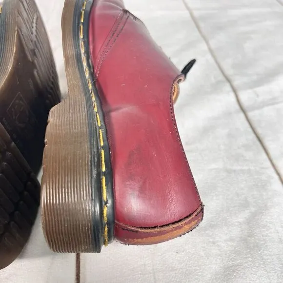 Vintage Dr. Marten Wine Red Lace Up Oxford Leather Shoes Sz 7