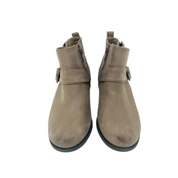 Vionic Women Logan Round-Toe Buckle Accent Ankle Bootie Brown US 6 New