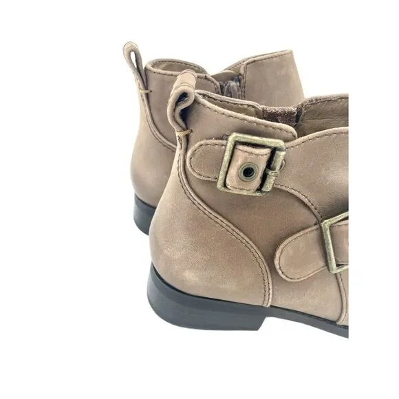 Vionic Women Logan Round-Toe Buckle Accent Ankle Bootie Brown US 6 New