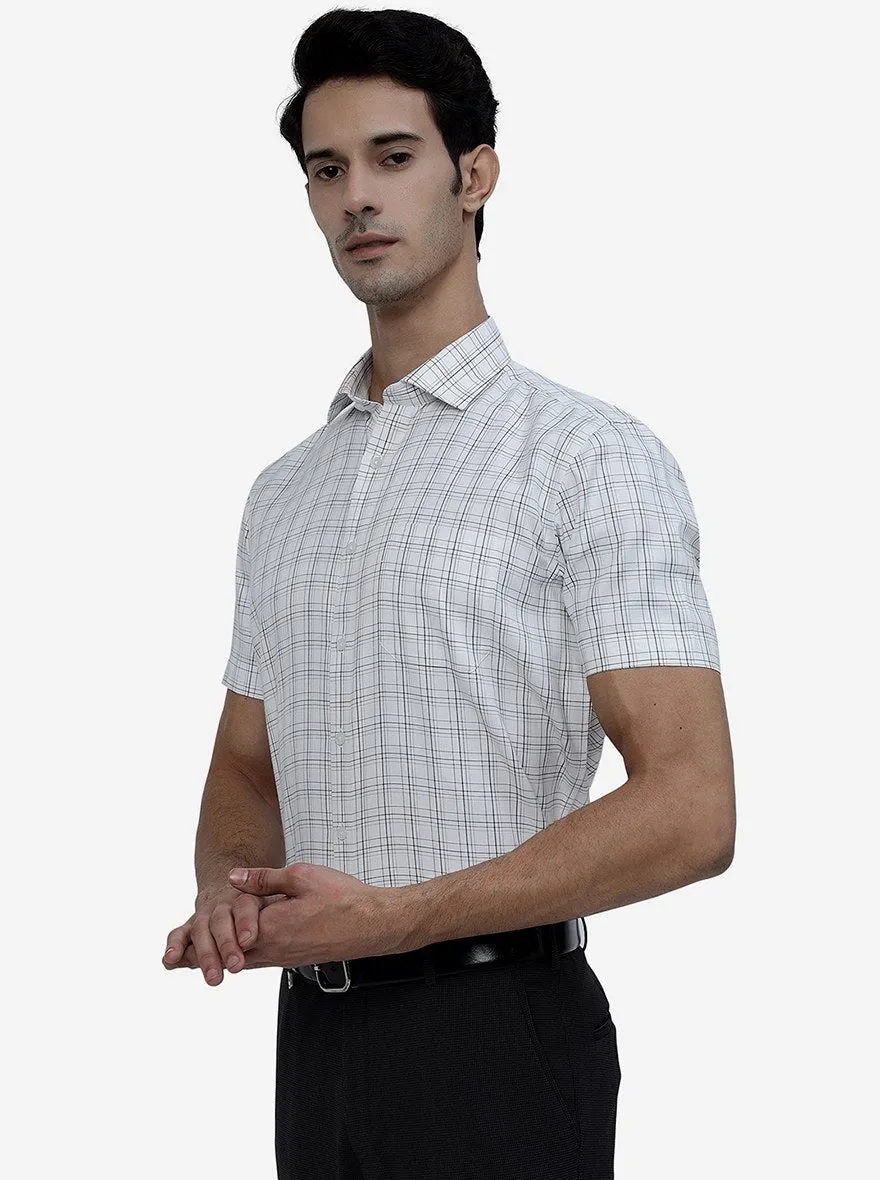White Checked Regular Fit Formal Shirt | Greenfibre