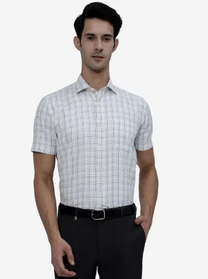White Checked Regular Fit Formal Shirt | Greenfibre