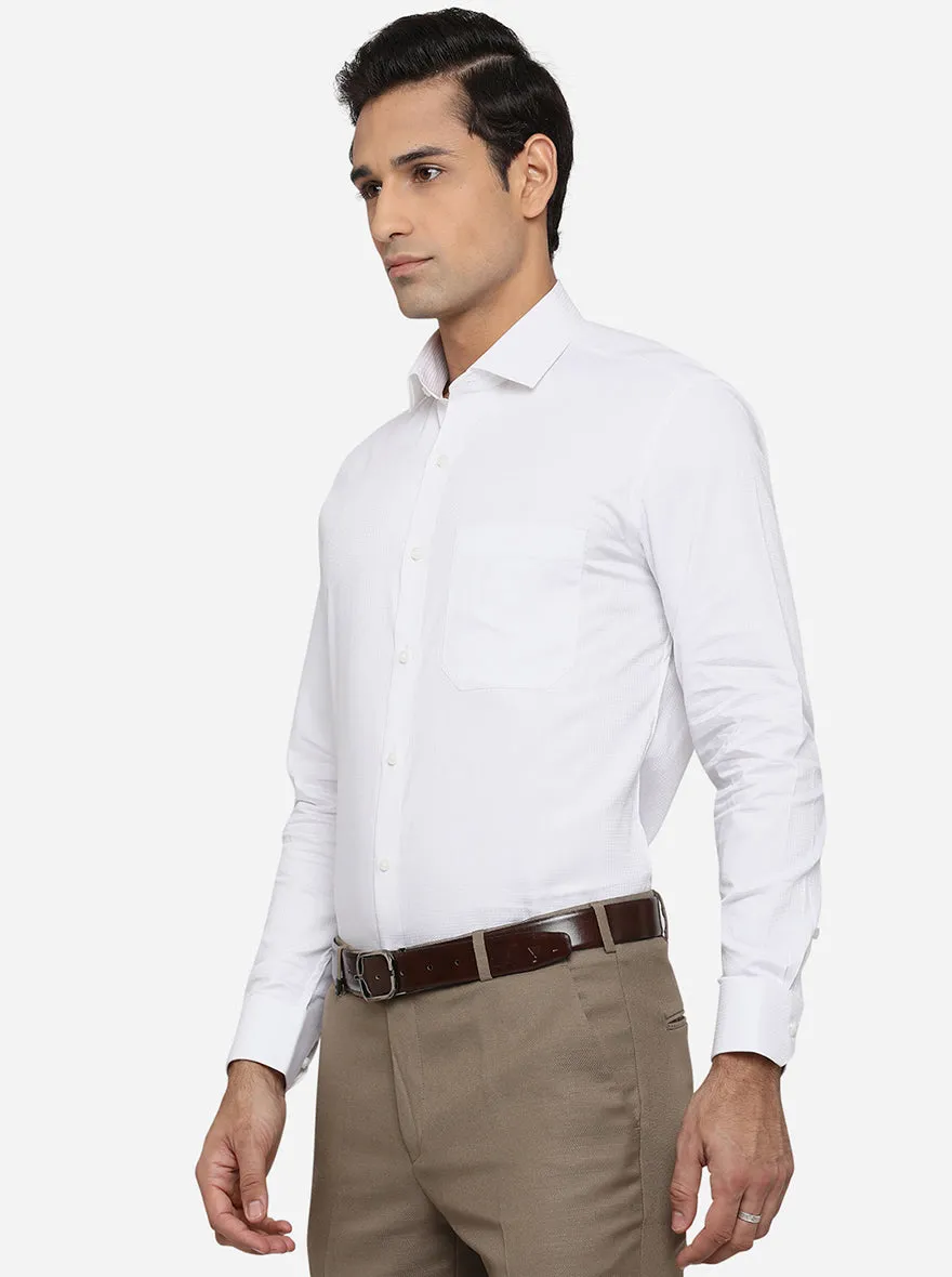 White Dobby Slim Fit Formal Shirt | Greenfibre