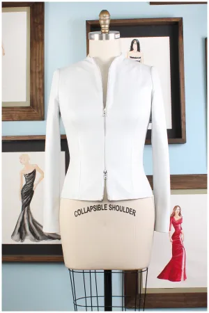White Pin Point Perforated Leather Jacket