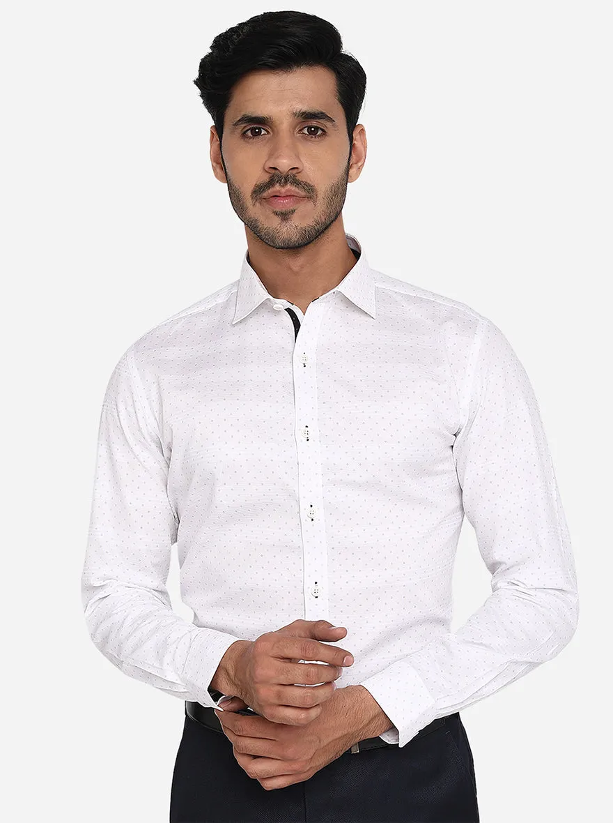 White Printed Slim Fit Party Wear Shirt | JB Studio