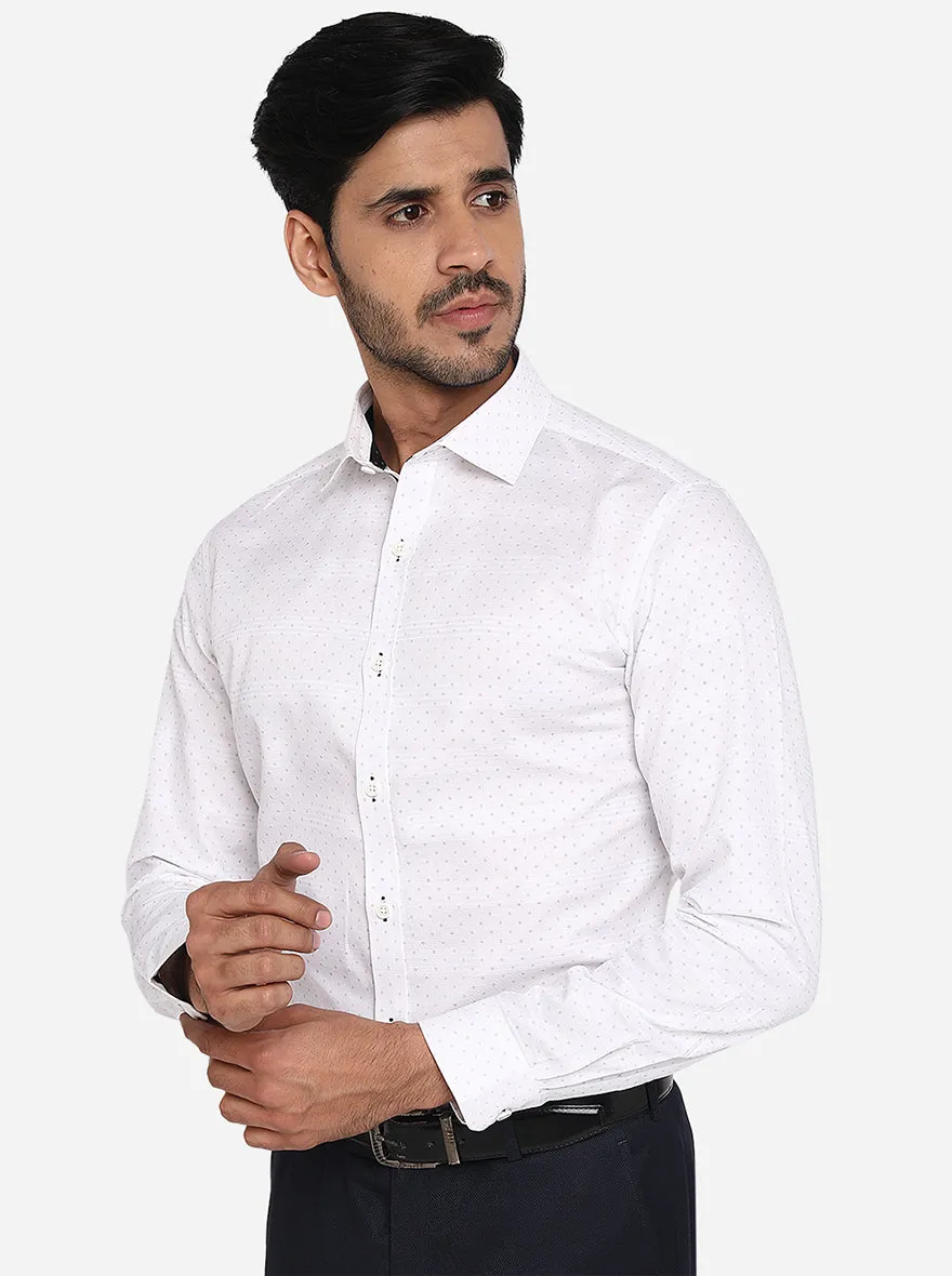 White Printed Slim Fit Party Wear Shirt | JB Studio