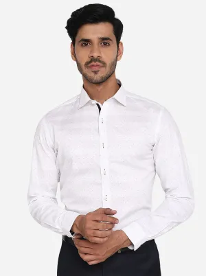 White Printed Slim Fit Party Wear Shirt | JB Studio