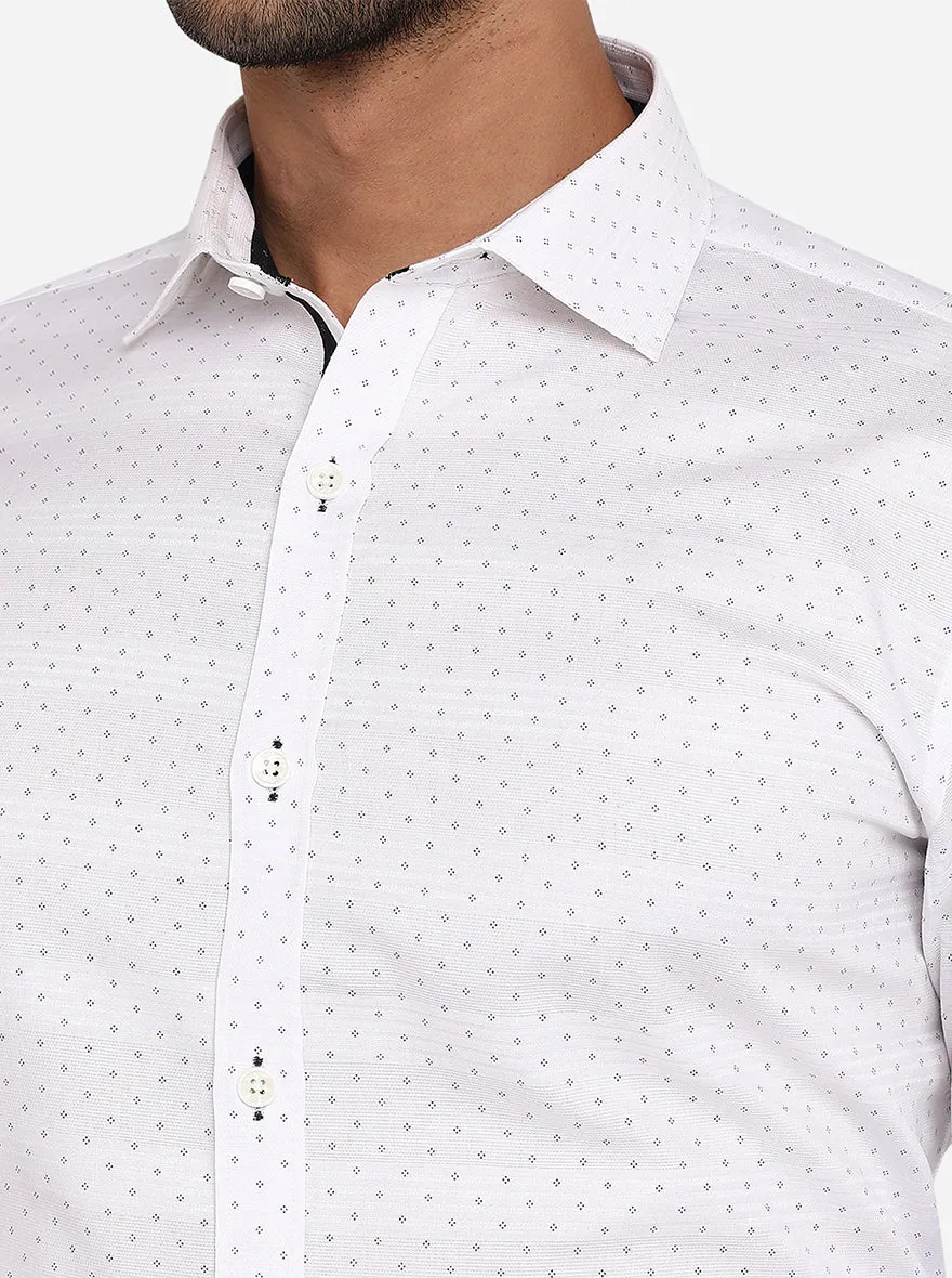 White Printed Slim Fit Party Wear Shirt | JB Studio