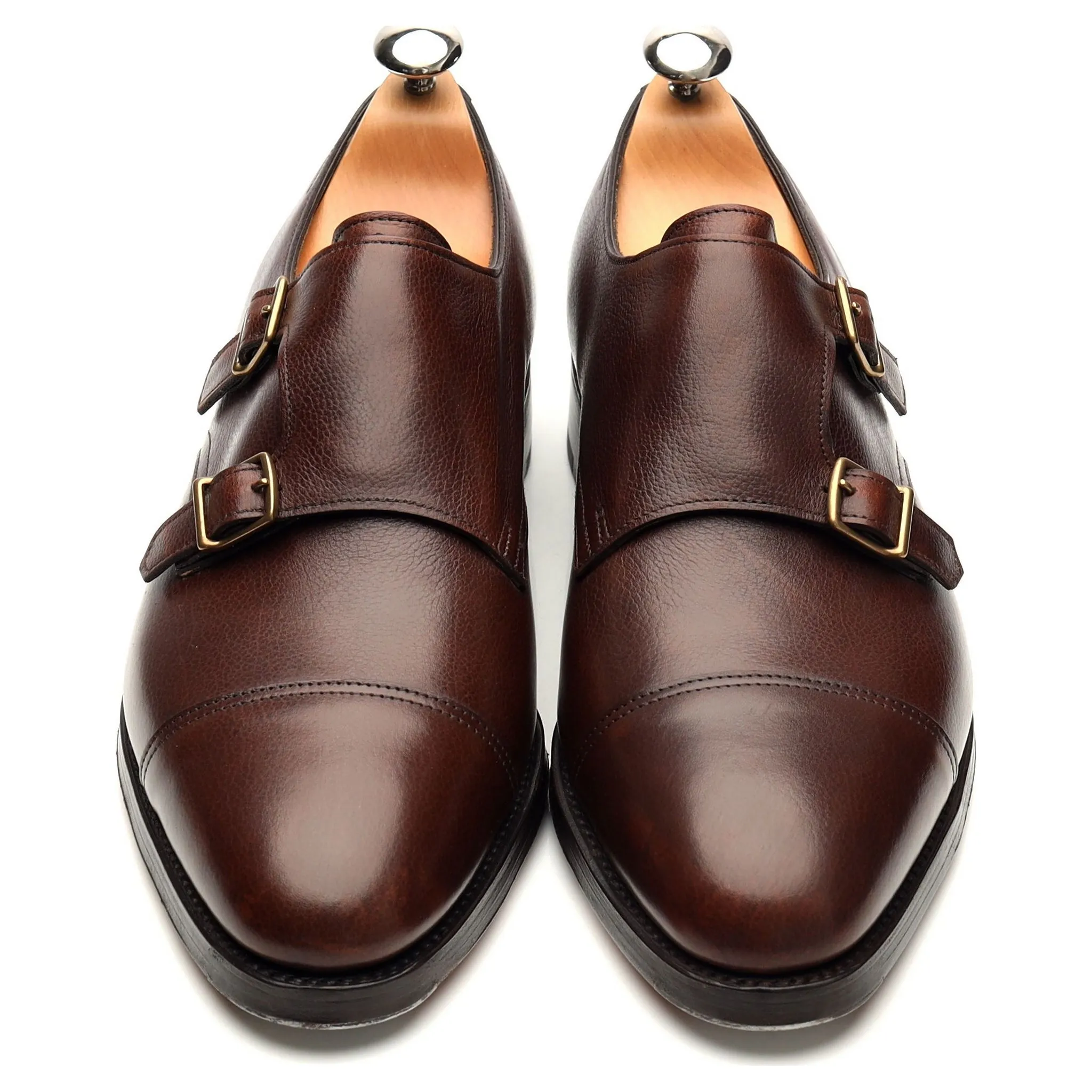 'William' Brown Leather Double Monk Strap UK 10.5 E