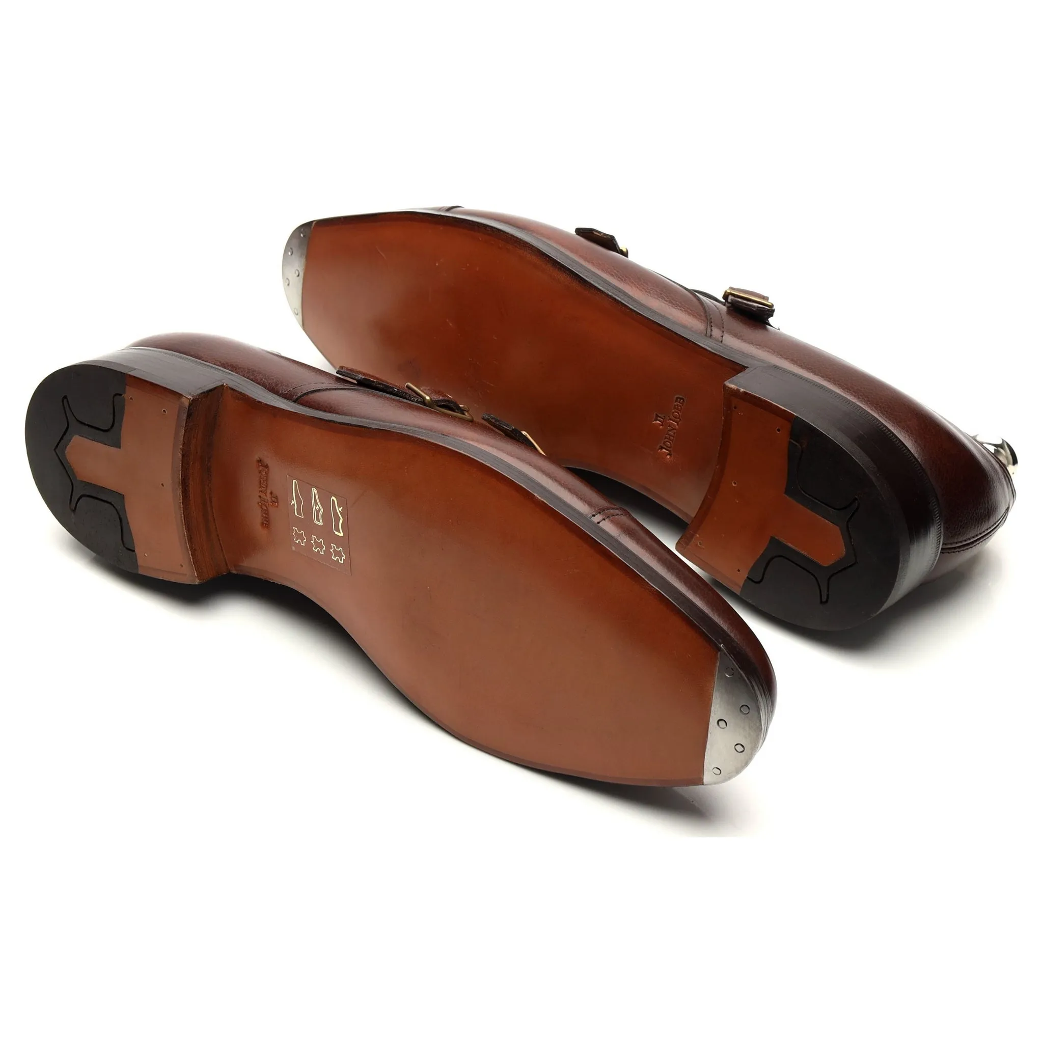 'William' Brown Leather Double Monk Strap UK 10.5 E