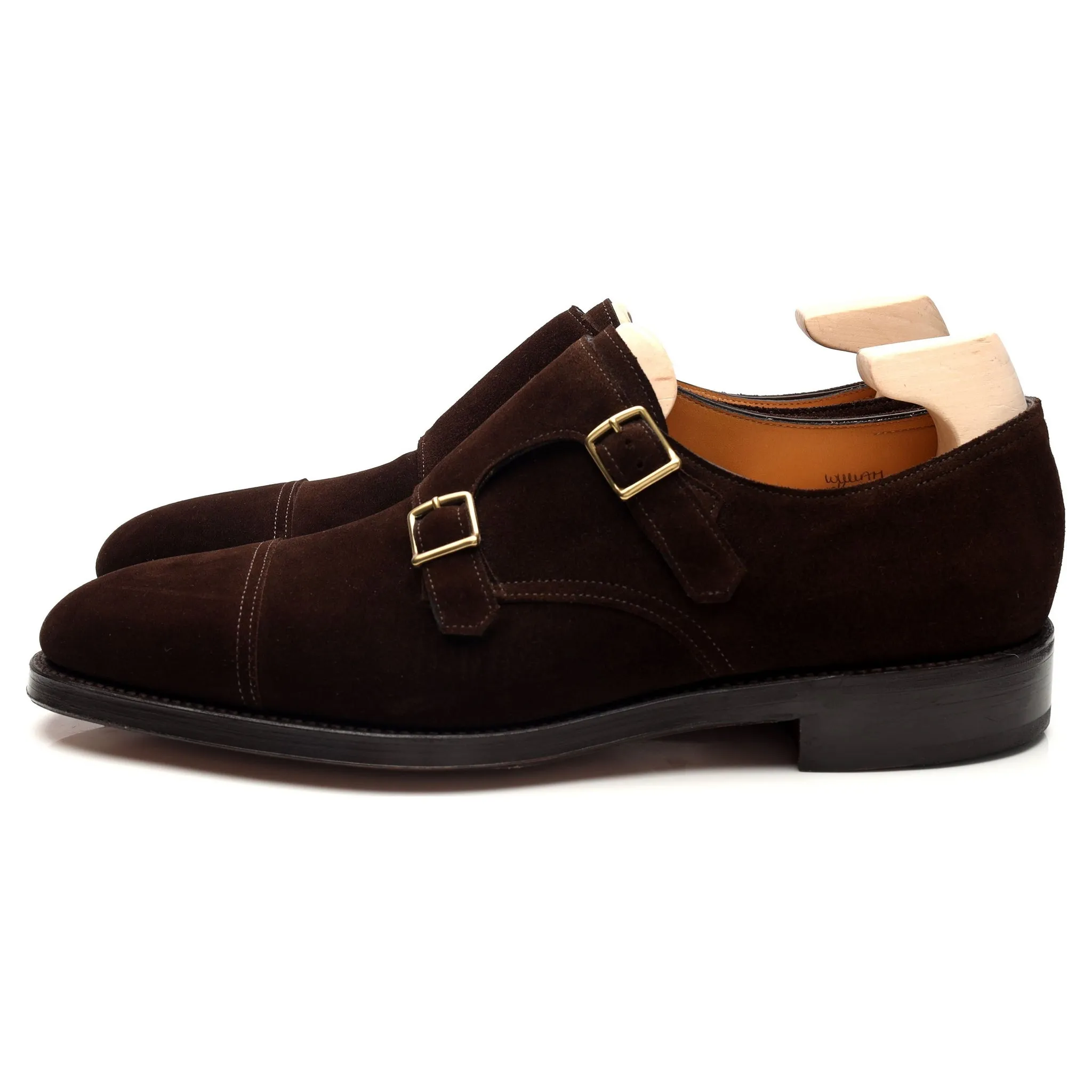 'William' Dark Brown Suede Double Monk Strap UK 10.5 E