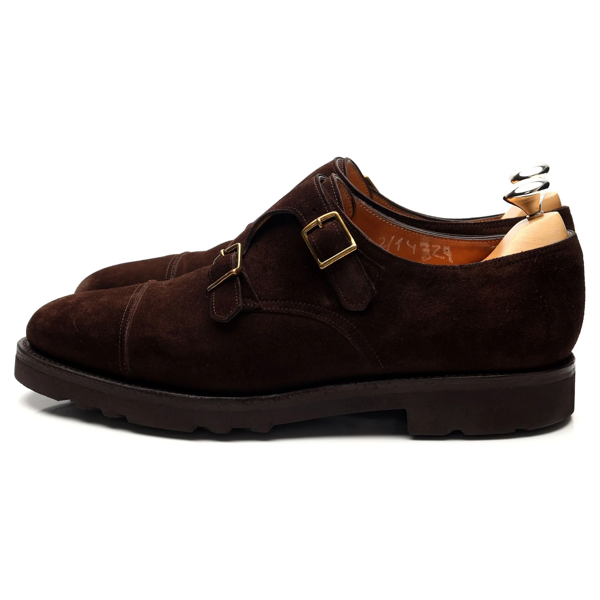 'William' Dark Brown Suede Double Monk Strap UK 7 E