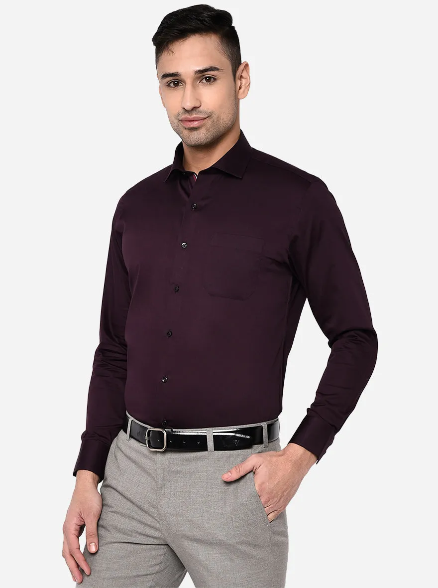 Wine Solid Slim Fit Party Wear Shirt | Greenfibre