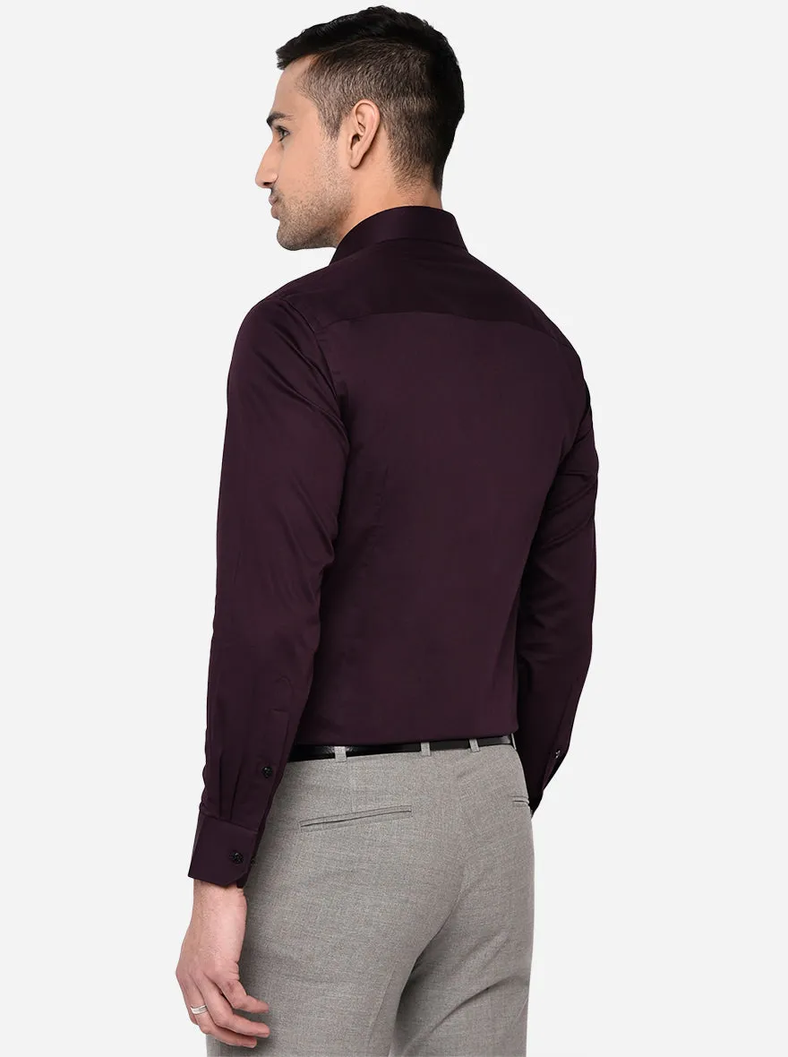 Wine Solid Slim Fit Party Wear Shirt | Greenfibre