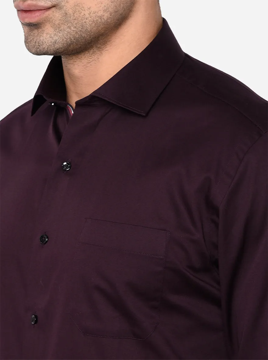 Wine Solid Slim Fit Party Wear Shirt | Greenfibre