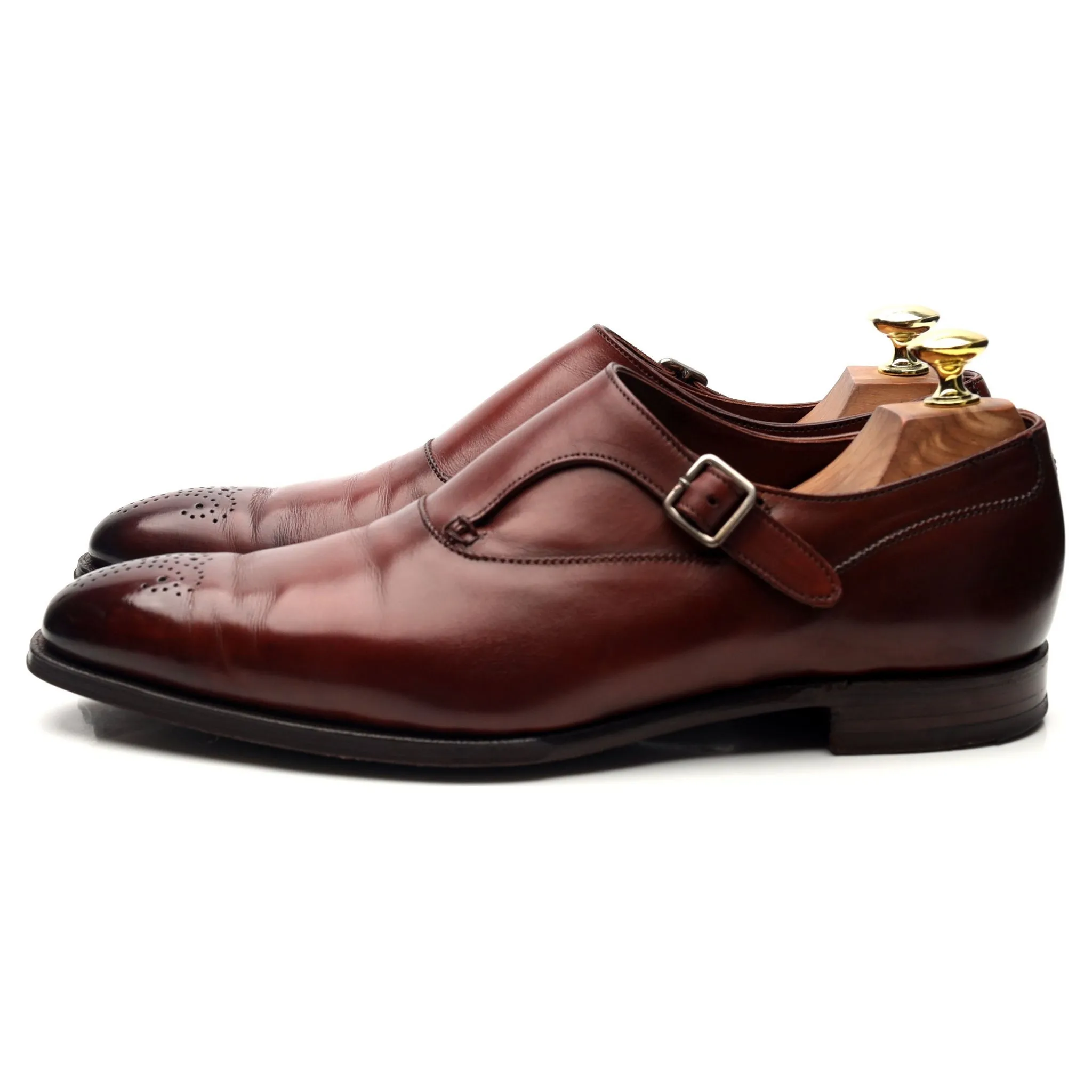 'Winston' Brown Leather Monk Strap UK 7.5 E
